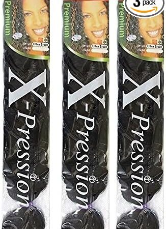 X-pression Ultra Braid Artificial Hair Extension #1B Approx. 210cm (3 PCS OFFER)