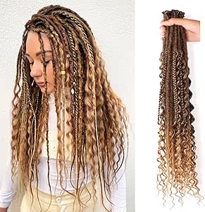 24 Inch Synthetic Dreadlock Extensions Hippie Single Ended Dreads 0.6 cm Width Loc Extensions Reggae Style Crochet Hair for Women (T1B/27, 3 Styles Mixed 24 Inch(30 Strands))