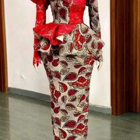 Ankara Peplum Top With Arrow Short Skirt