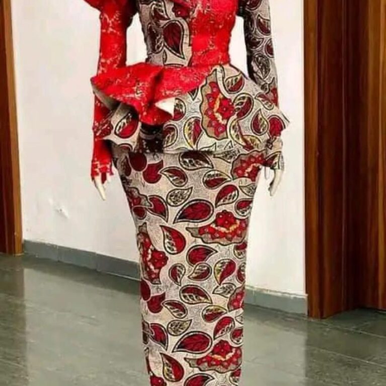 Ankara Peplum Top With Arrow Short Skirt