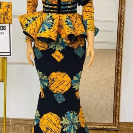 Ankara Peplum Top With Six Pieces Long Skirt