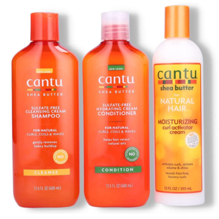 Cantu Sulphate Free Shampoo & Conditioner 12oz with Shea Butter Moisturizing Curl Activator Cream 12oz