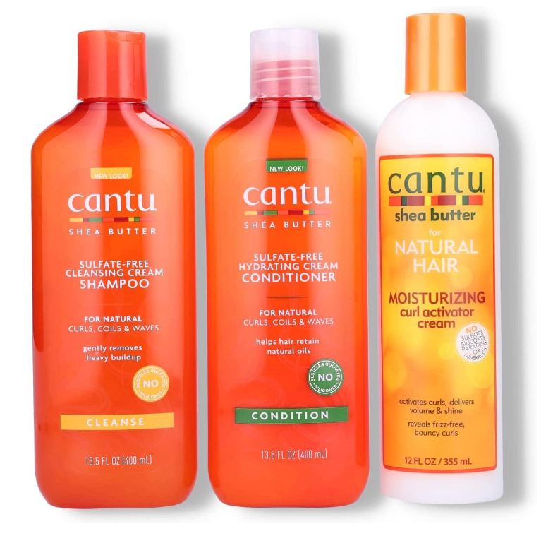 Cantu Sulphate Free Shampoo & Conditioner 12oz with Shea Butter Moisturizing Curl Activator Cream 12oz