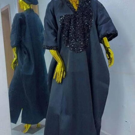 Navy blue Liquid Mikado with Sequence