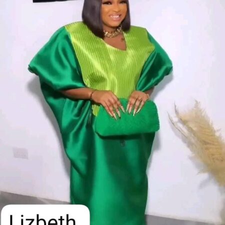 Green Lizbeth Mikado with Aso Oke