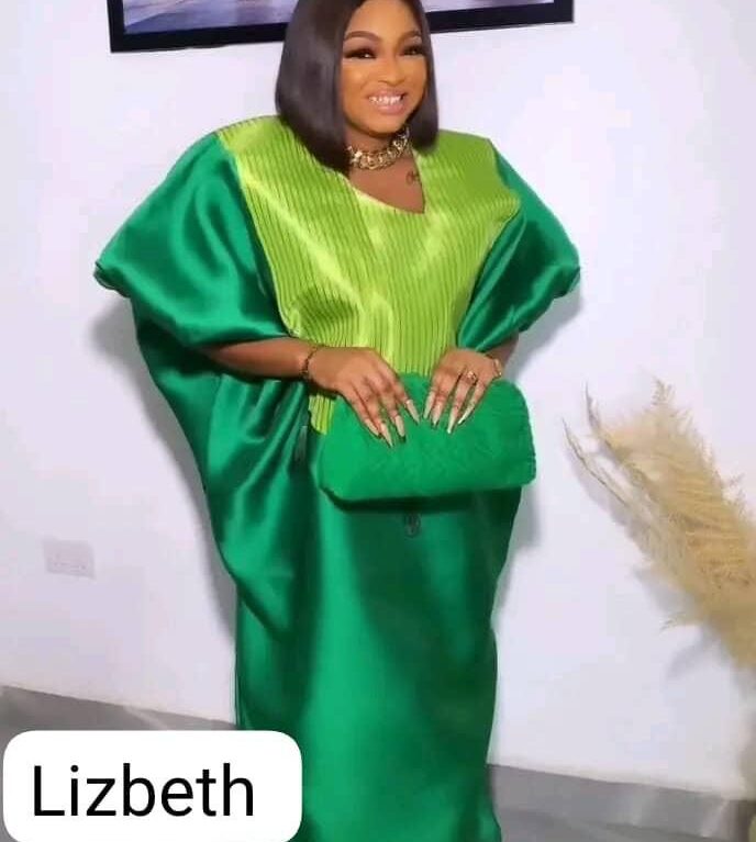 Green Lizbeth Mikado with Aso Oke
